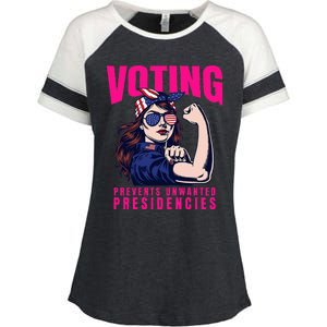 Voting Prevents Unwanted Presidencies Enza Ladies Jersey Colorblock Tee