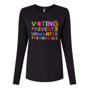 Voting Prevents Unwanted Presidencies Womens Cotton Relaxed Long Sleeve T-Shirt