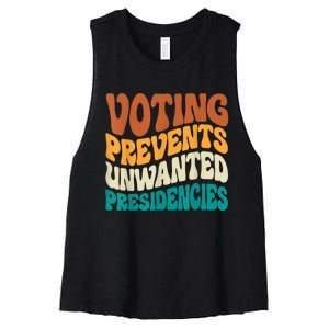 Voting Prevents Unwanted Presidencies Women's Racerback Cropped Tank