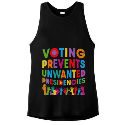 Voting Prevents Unwanted Presidencies Gift Ladies PosiCharge Tri-Blend Wicking Tank