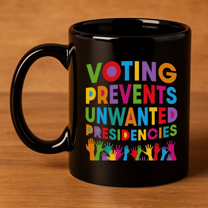 Voting Prevents Unwanted Presidencies Gift 11oz C Handle Ceramic Mug