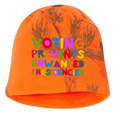 Voting Prevents Unwanted Presidencies Kati - Camo Knit Beanie