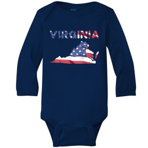 Virginia Proud United States America Patriot Usa Flag Pride Gift Baby Long Sleeve Bodysuit