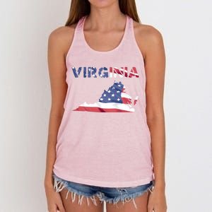 Virginia Proud United States America Patriot Usa Flag Pride Gift Women's Knotted Racerback Tank