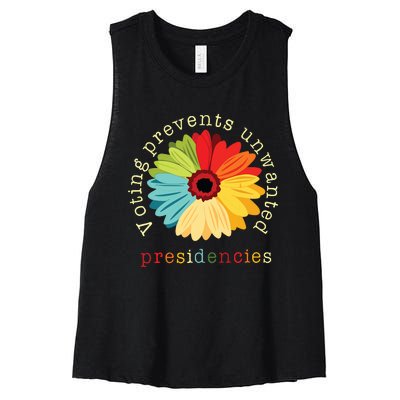 Voting Prevents Unwanted Presidencies Women's Racerback Cropped Tank