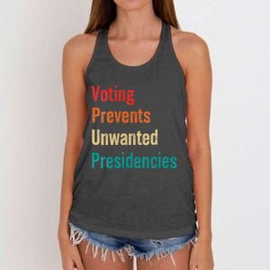 Voting Prevents Unwanted Presidencies 2024 Women's Knotted Racerback Tank