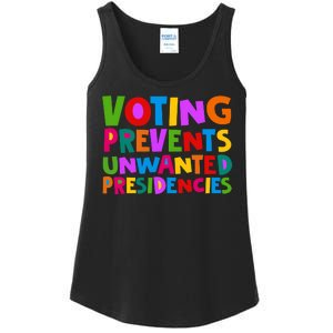 Voting Prevents Unwanted Presidencies Ladies Essential Tank