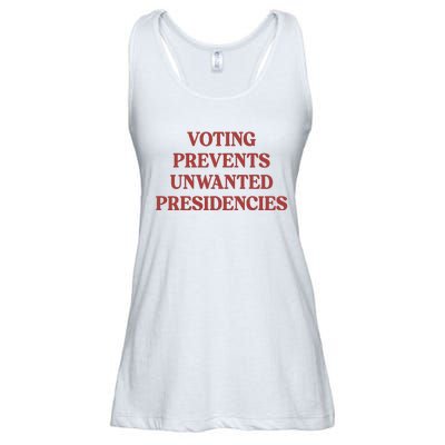 Voting Prevents Unwanted Presidencies Ladies Essential Flowy Tank