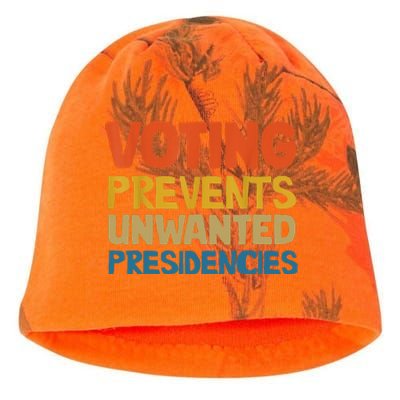 Voting Prevents Unwanted Presidencies Kati - Camo Knit Beanie