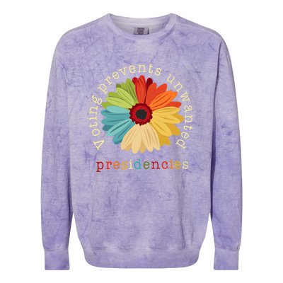 Voting Prevents Unwanted Presidencies Colorblast Crewneck Sweatshirt