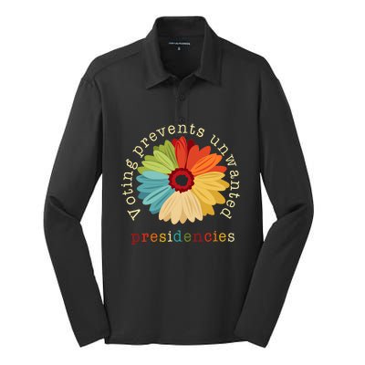 Voting Prevents Unwanted Presidencies Silk Touch Performance Long Sleeve Polo