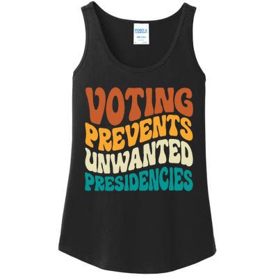 Voting Prevents Unwanted Presidencies Ladies Essential Tank