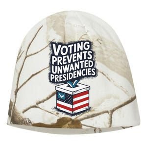 Voting Prevents Unwanted Presidencies Kati - Camo Knit Beanie