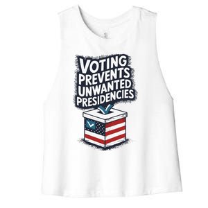 Voting Prevents Unwanted Presidencies Women's Racerback Cropped Tank