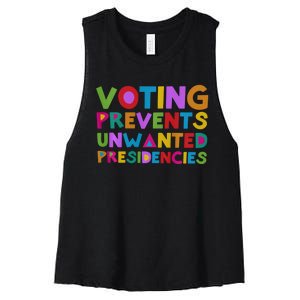 Voting Prevents Unwanted Presidencies Women's Racerback Cropped Tank