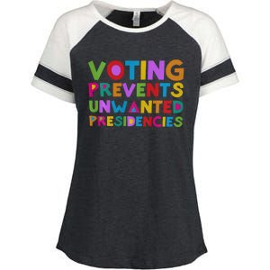 Voting Prevents Unwanted Presidencies Enza Ladies Jersey Colorblock Tee