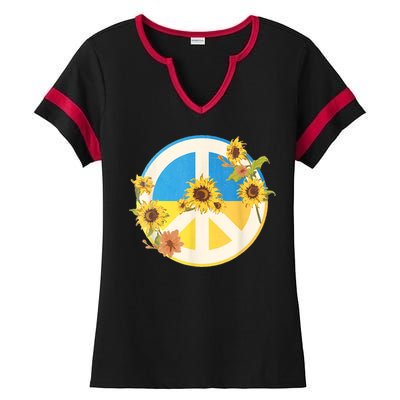 Vintage Peace Ukraine Sunflower Ladies Halftime Notch Neck Tee