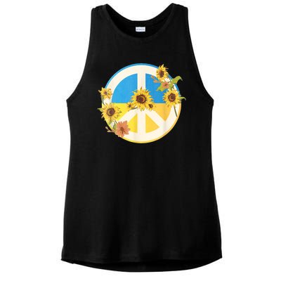 Vintage Peace Ukraine Sunflower Ladies PosiCharge Tri-Blend Wicking Tank