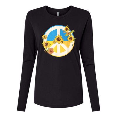 Vintage Peace Ukraine Sunflower Womens Cotton Relaxed Long Sleeve T-Shirt