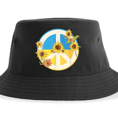 Vintage Peace Ukraine Sunflower Sustainable Bucket Hat