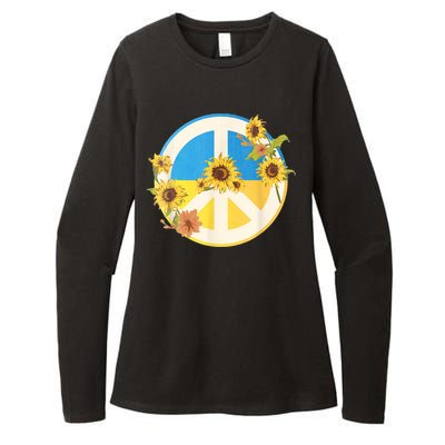 Vintage Peace Ukraine Sunflower Womens CVC Long Sleeve Shirt