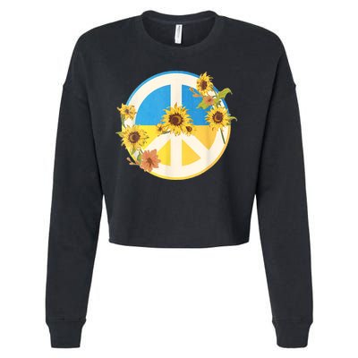 Vintage Peace Ukraine Sunflower Cropped Pullover Crew