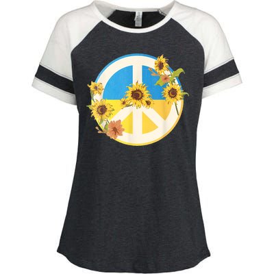 Vintage Peace Ukraine Sunflower Enza Ladies Jersey Colorblock Tee