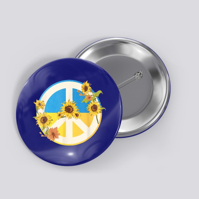 Vintage Peace Ukraine Sunflower Button