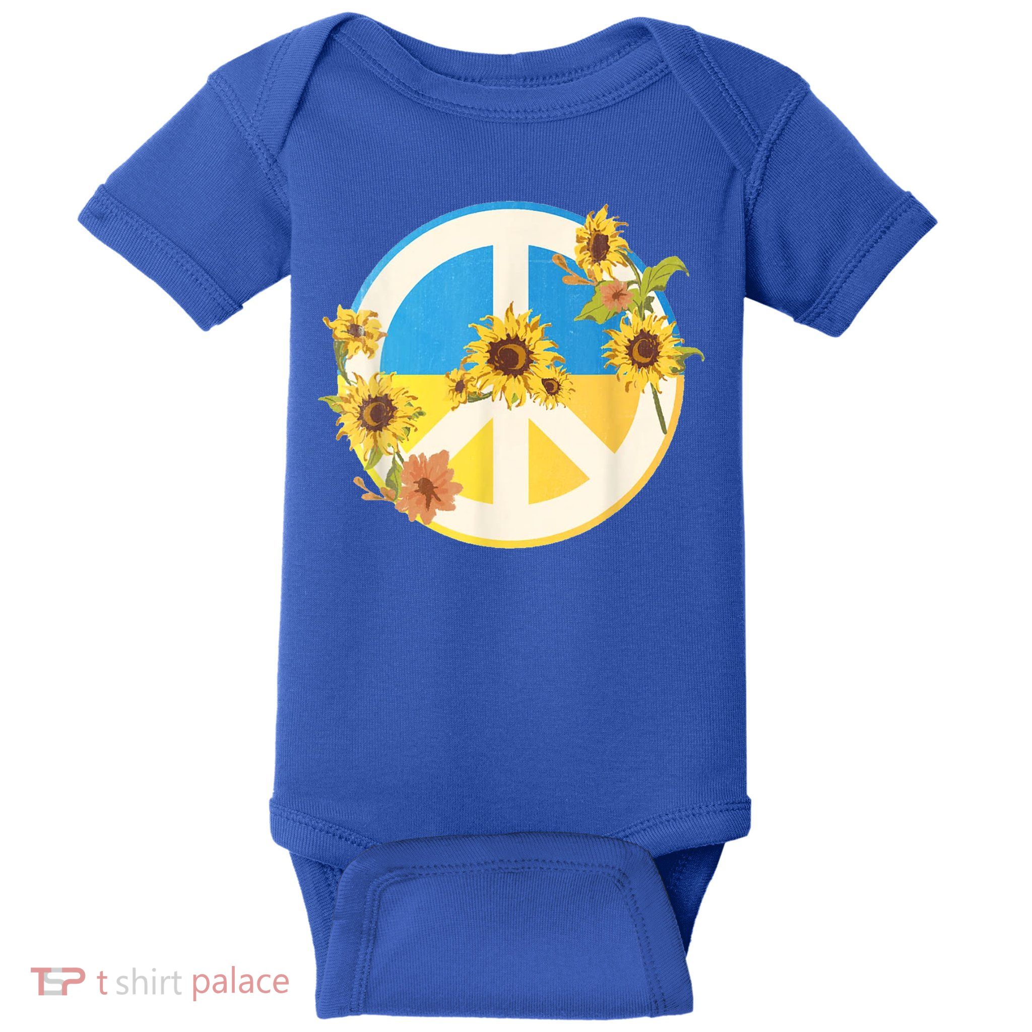 Vintage Peace Ukraine Sunflower Baby Bodysuit