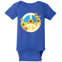 Vintage Peace Ukraine Sunflower Baby Bodysuit