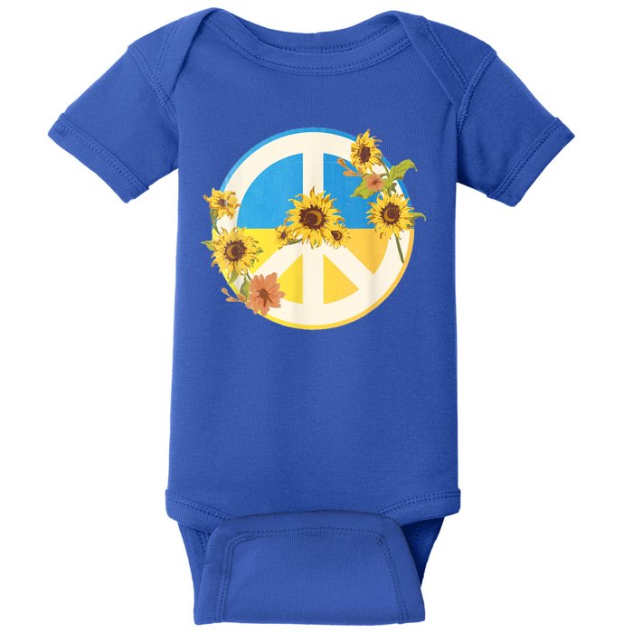 Vintage Peace Ukraine Sunflower Baby Bodysuit