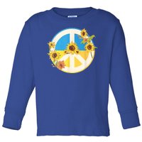 Vintage Peace Ukraine Sunflower Toddler Long Sleeve Shirt