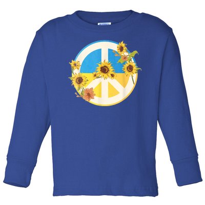 Vintage Peace Ukraine Sunflower Toddler Long Sleeve Shirt