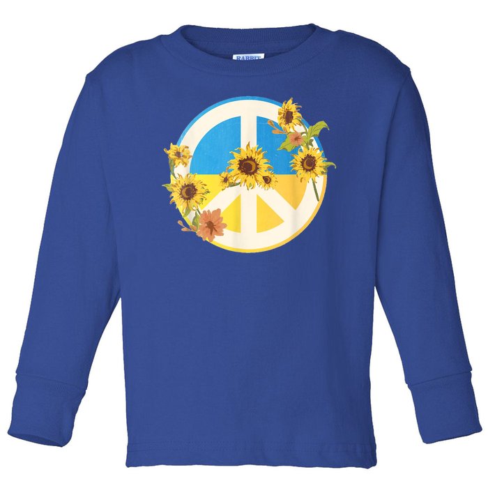 Vintage Peace Ukraine Sunflower Toddler Long Sleeve Shirt