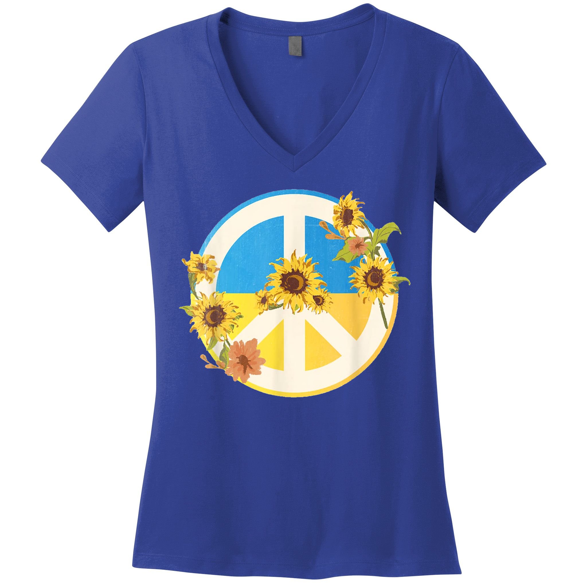 Vintage Peace Ukraine Sunflower Women's V-Neck T-Shirt