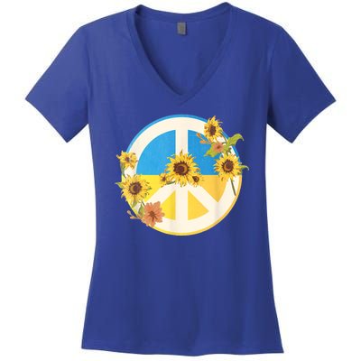 Vintage Peace Ukraine Sunflower Women's V-Neck T-Shirt