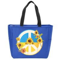 Vintage Peace Ukraine Sunflower Zip Tote Bag