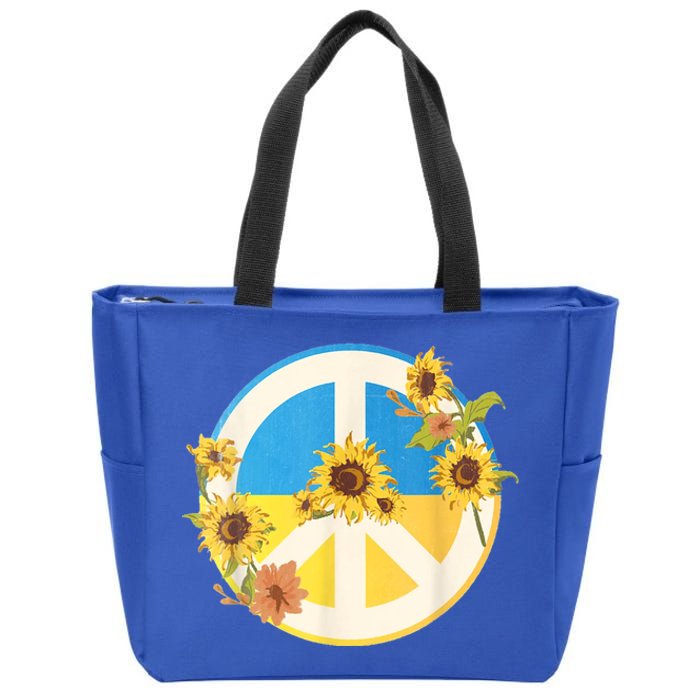 Vintage Peace Ukraine Sunflower Zip Tote Bag