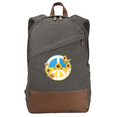 Vintage Peace Ukraine Sunflower Cotton Canvas Backpack