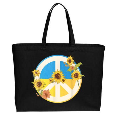 Vintage Peace Ukraine Sunflower Cotton Canvas Jumbo Tote