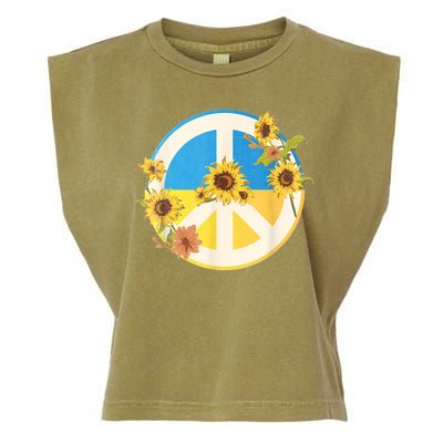 Vintage Peace Ukraine Sunflower Garment-Dyed Women's Muscle Tee