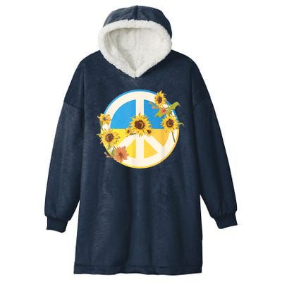 Vintage Peace Ukraine Sunflower Hooded Wearable Blanket