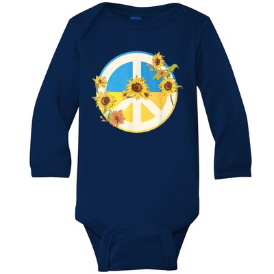 Vintage Peace Ukraine Sunflower Baby Long Sleeve Bodysuit