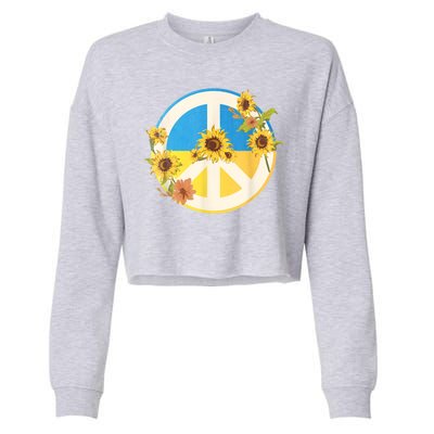 Vintage Peace Ukraine Sunflower Cropped Pullover Crew