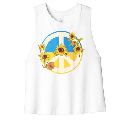 Vintage Peace Ukraine Sunflower Women's Racerback Cropped Tank