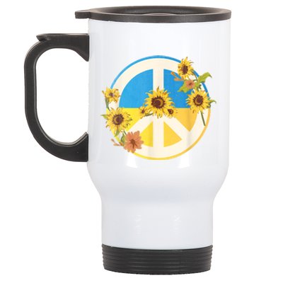 Vintage Peace Ukraine Sunflower Stainless Steel Travel Mug