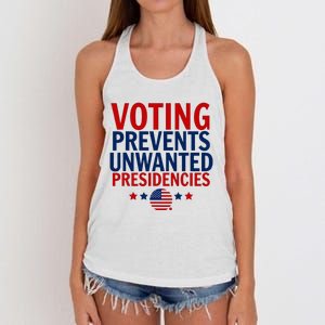 Voting Prevents Unwanted Presidencies Women's Knotted Racerback Tank