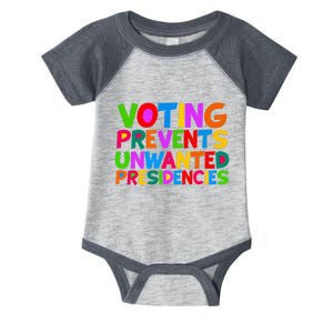 Voting Prevents Unwanted Presidencies Funny Us Election 2024 Infant Baby Jersey Bodysuit