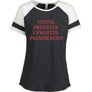 Voting Prevents Unwanted Presidencies Enza Ladies Jersey Colorblock Tee