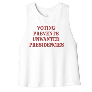 Voting Prevents Unwanted Presidencies Women's Racerback Cropped Tank